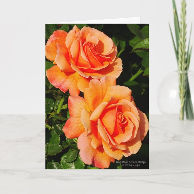 Carte Paire De Fleur D'Rose Orange (Devant)