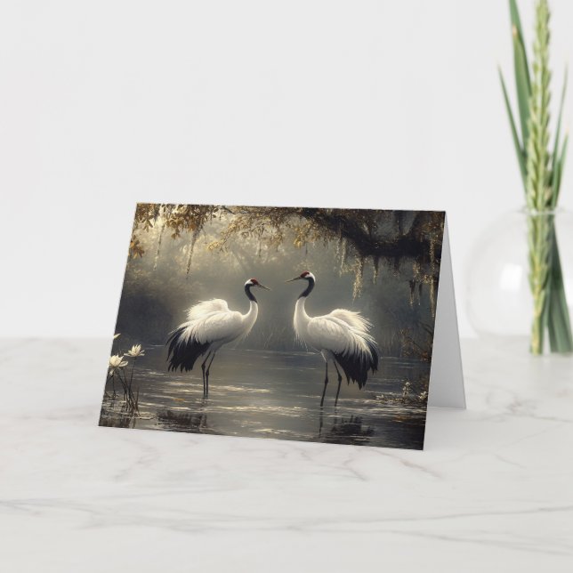 Carte Paire de grue dans un marais humide (Devant)