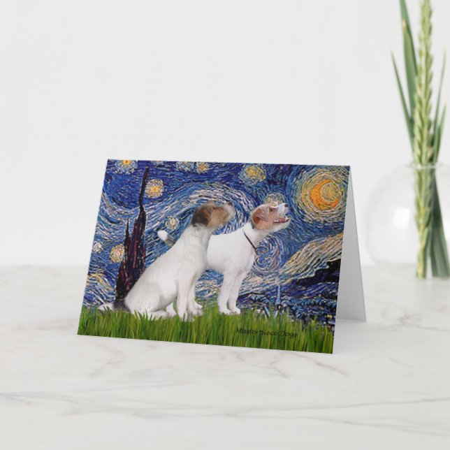 Carte Paire de Jack Russell 4 - Nuit étoilée (Devant)