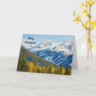 Carte Paisible Montagnes neigeuses Arbres Fêtes Noël