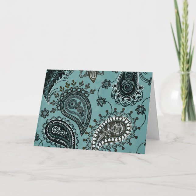 Carte paisley sarcelle foncée (Devant)