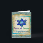 Carte Paix Amour Bonheur<br><div class="desc">Hearts,  Star of David,  et les mots "Peace Love Happiness" sont une belle façon de dire Happy Hanoukka.</div>