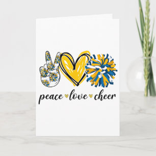 Carte Paix Amour Cheerleading Bleu Jaune