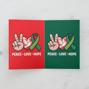 Carte Paix Amour Espoir - Ruban de Sensibilisation Vert