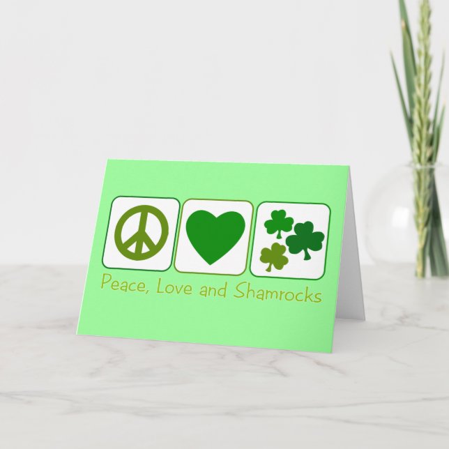 Carte Paix, Amour et Shamrocks (Devant)