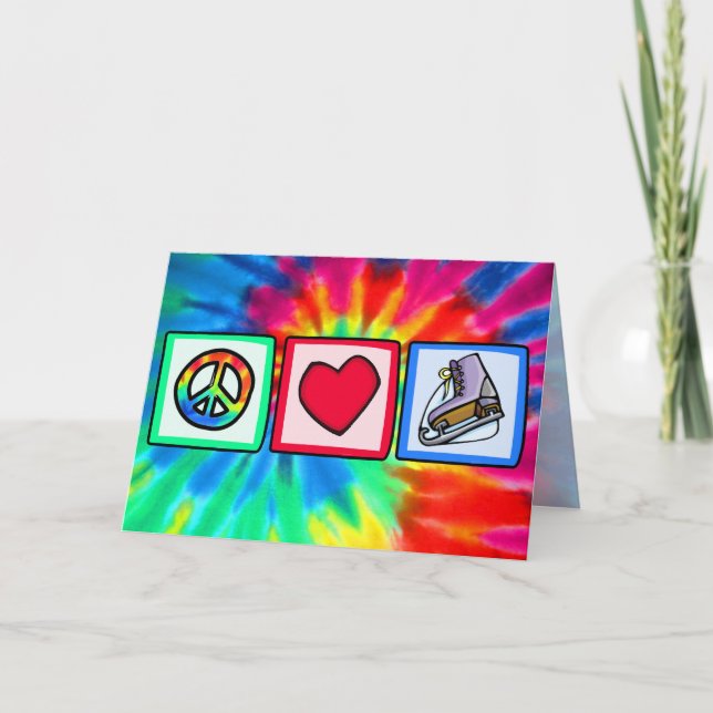 Carte Paix, amour, patin de glace (Devant)