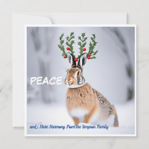 Carte Paix dans le monde : Holly Crown Hare Peace Love