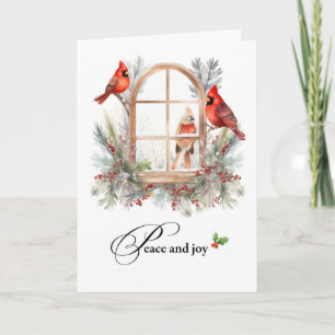 Carte Paix et joie à Noël Cardinal Birds Hiver