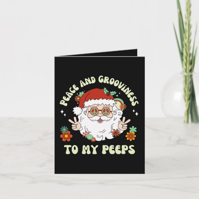 Carte Paix Grooviness Mes Gens Père Noël Hippie Noël (Devant)