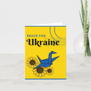 Carte Paix pour l'Ukraine - Grue & Tournesol Jaune