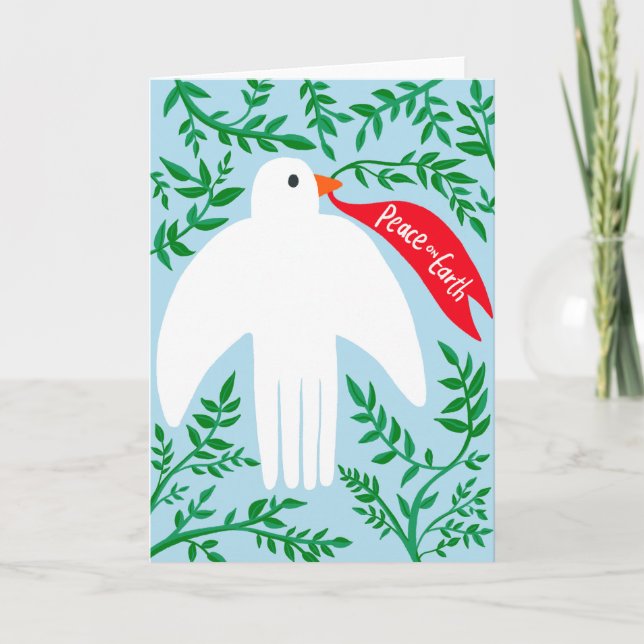 Carte Paix sur Terre Oiseau Dove Noël Noël Noël Noël Noë (Devant)