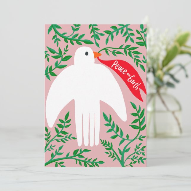 Carte Paix sur Terre Oiseau Dove Noël Noël Noël Noël Noë (Debout devant)
