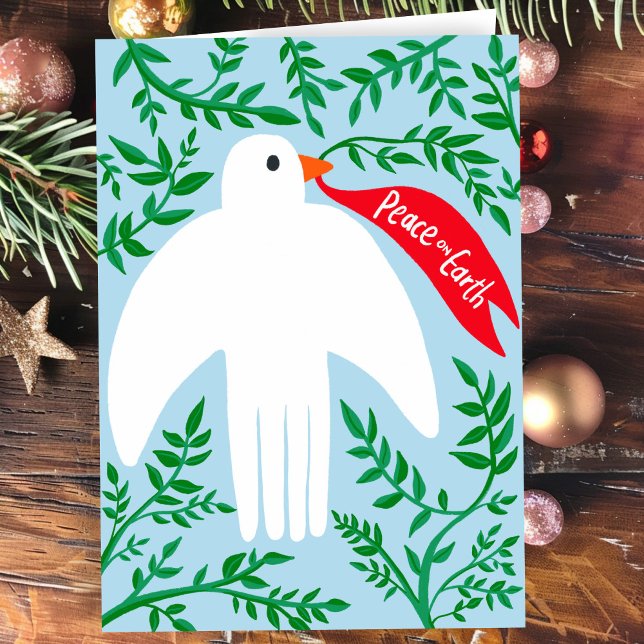 Carte Paix sur Terre Oiseau Dove Noël Noël Noël Noël Noë (Peace on Earth Bird Dove Hand-drawn Christmas Xmas Hanukkah Holiday Card
)