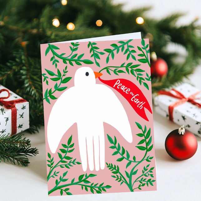 Carte Paix sur Terre Oiseau Dove Noël Noël Noël Noël Noë (Peace on Earth Bird Dove Christmas Xmas Holiday Folded Card
)