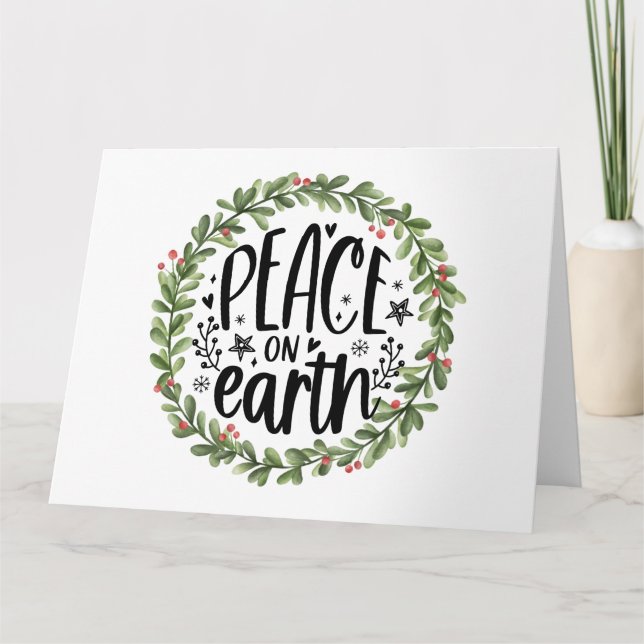 Carte Paix sur Terre Watercolor Wreath (Devant)