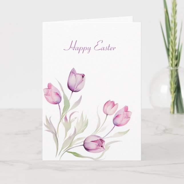 Carte Pale Violet Fleur Tulipe Pâques (Devant)