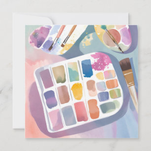 Carte Palette de peinture   Jolie couleur aquarelle arti