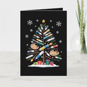 Carte Palette de pinceau de peinture d'arbre de Noël Art