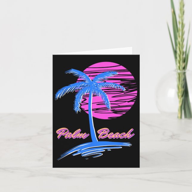 Carte Palm Beach Retro 80s esthétique (Devant)