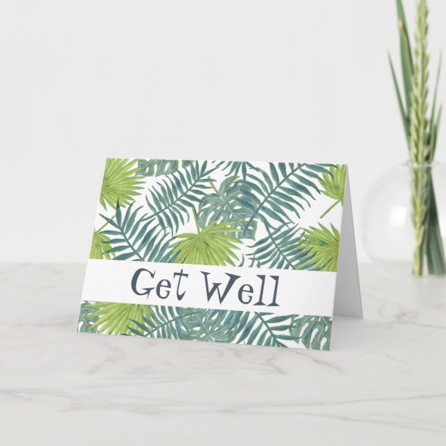 Carte Palm Tree Fronds Peinture hawaïenne (Devant)