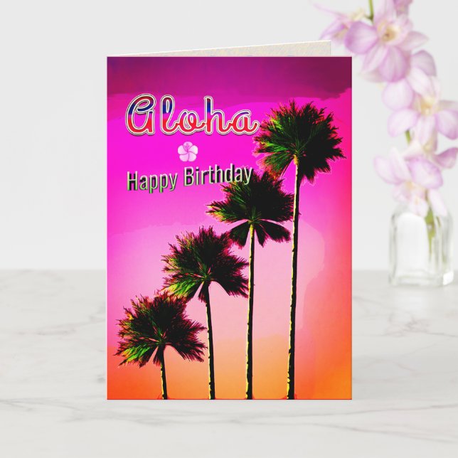 Carte Palm Trees dans la Sunset Birthday Card (Orchidée)