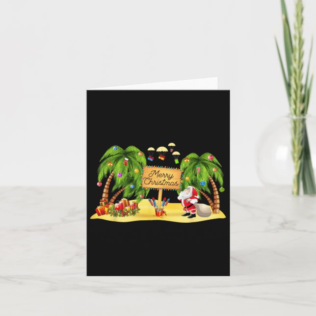 Carte Palmier de Noël Lumières de noix de coco tropicale (Devant)