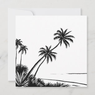 Carte Palmier Noir et Blanc Plage Côtière