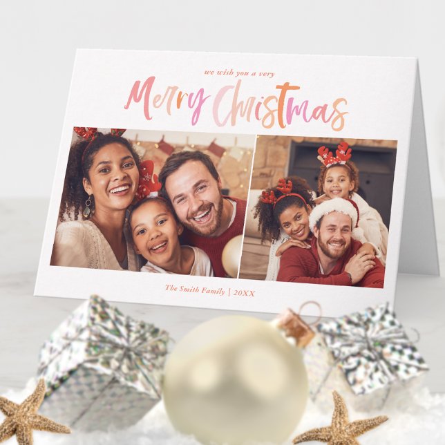 Carte Palmier Tropical Noël 2 Photo Plié (Créateur téléchargé)