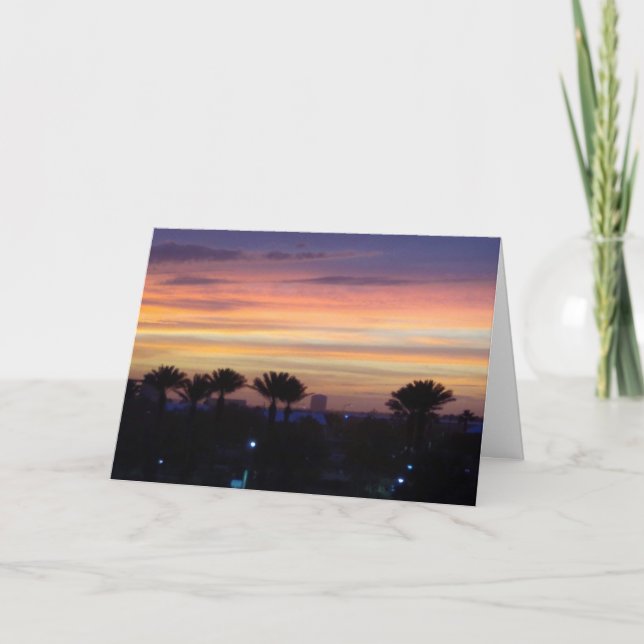 Carte Palmiers au coucher du soleil - Blanc à l'intérieu (Devant)