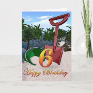 Carte Palmiers côté plage océan tropical 6ème anniversai