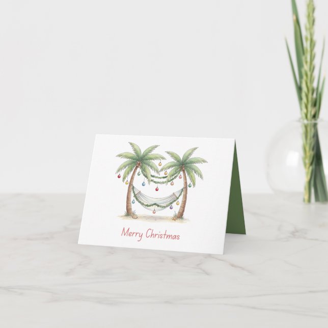 Carte Palmiers de Noël côtiers avec hamac (Devant)