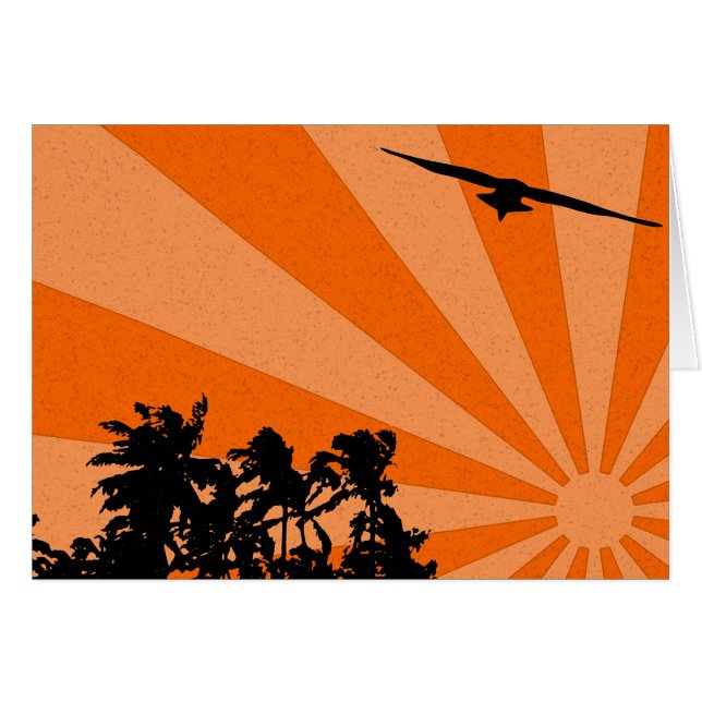 Carte Palmiers et mouette (Devant horizontal)
