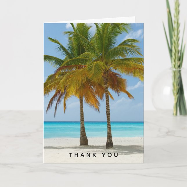 Carte Palmiers pittoresques sur un Merci de plage tropic (Devant)