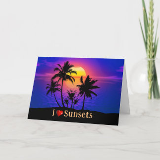 Carte Palmiers tropicaux couchés de soleil