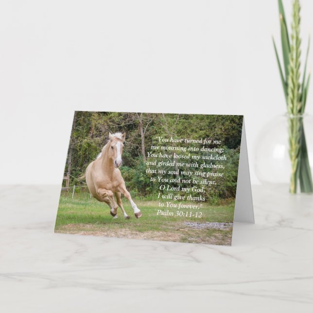 Carte Palomino Horse in Field Scripture Salutation (Devant)