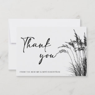 Carte Pampas minimaliste Boho Grass noir et blanc merci
