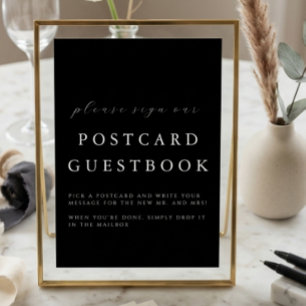 Carte Pancarte de livre d'or pour mariage noir moderne