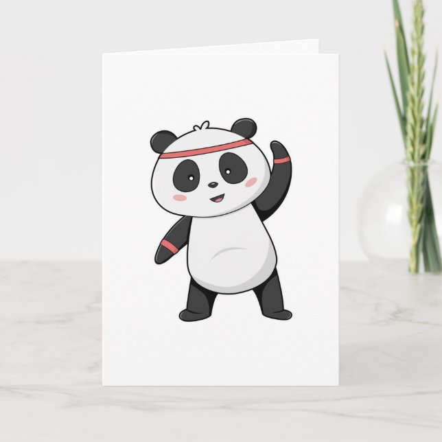 Carte Panda à la gym avec bandeau pour la tête (Devant)