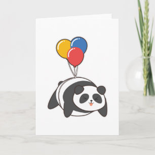 Carte Panda à l'anniversaire avec Ballon