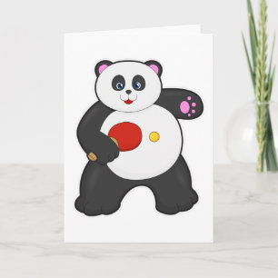 Carte Panda au ping-pong avec raquette de ping-pong