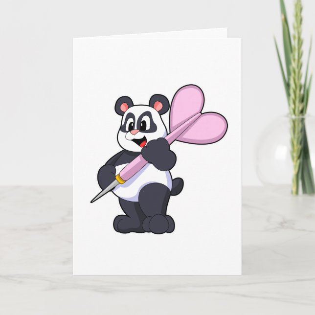 Carte Panda aux fléchettes avec fléchette (Devant)