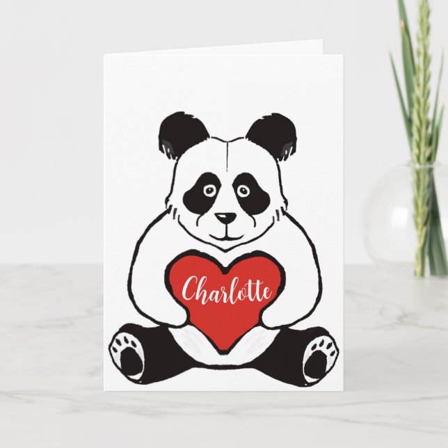 Carte Panda avec anniversaire de coeur (Devant)