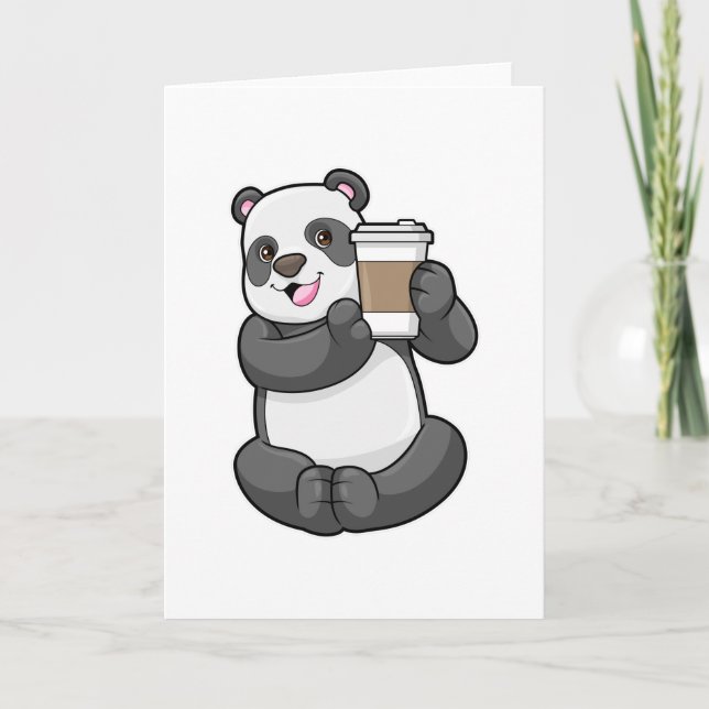 Carte Panda avec café à prendre (Devant)