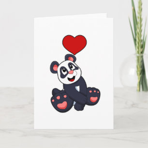 Carte Panda avec coeur