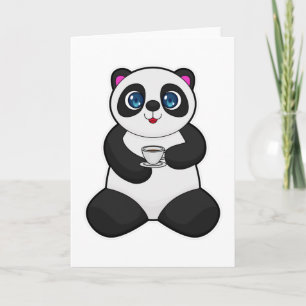 Carte Panda avec tasse de café