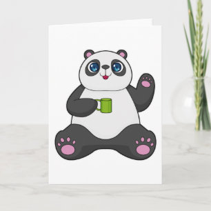 Carte Panda avec tasse de café