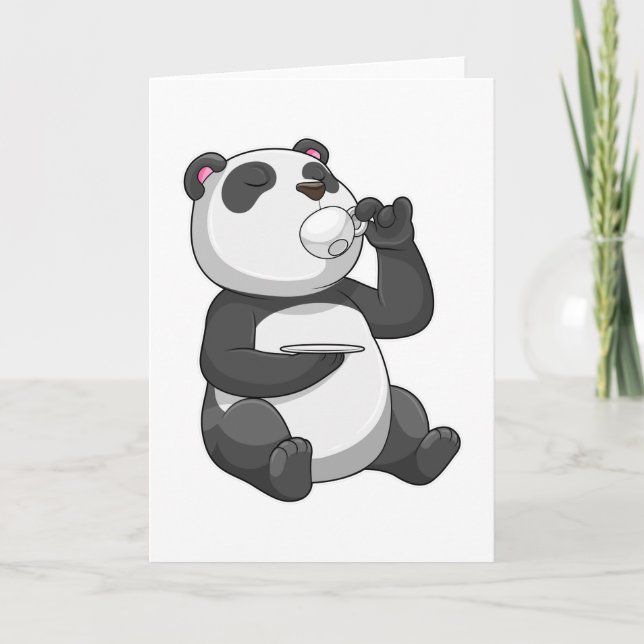 Carte Panda avec Tasse de Thé (Devant)