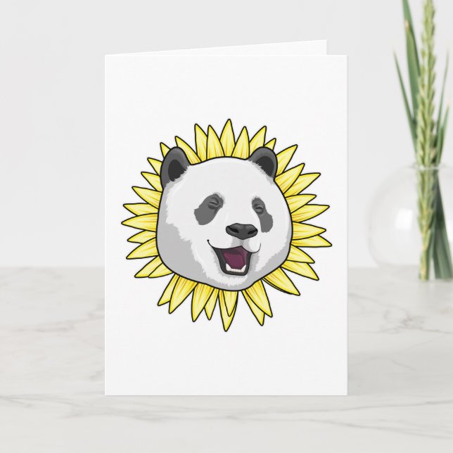 Carte Panda avec tournesol (Devant)