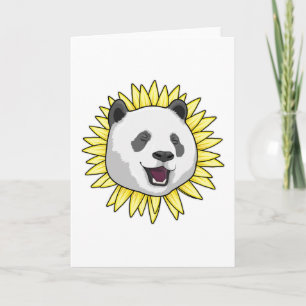 Carte Panda avec tournesol