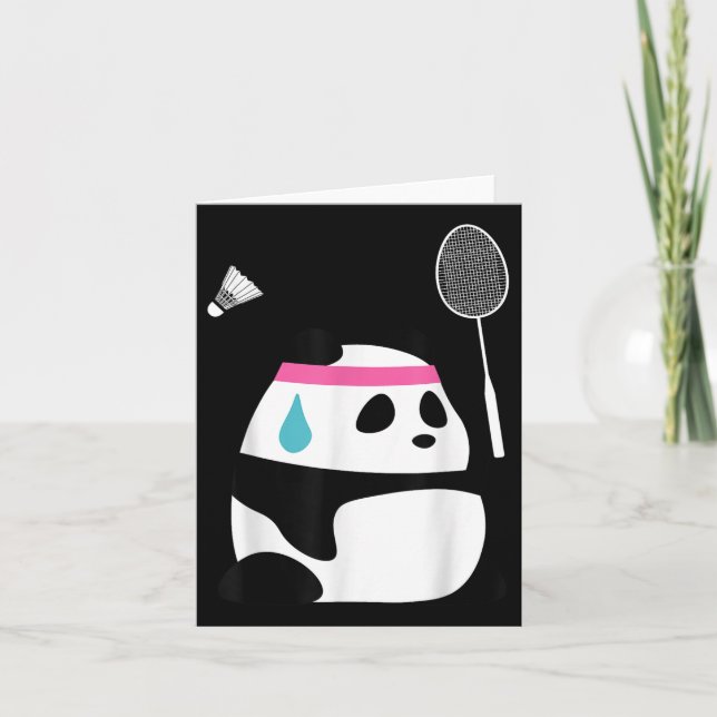 Carte Panda Badminton Exhaussé - Funny mignonne Shuttle  (Devant)